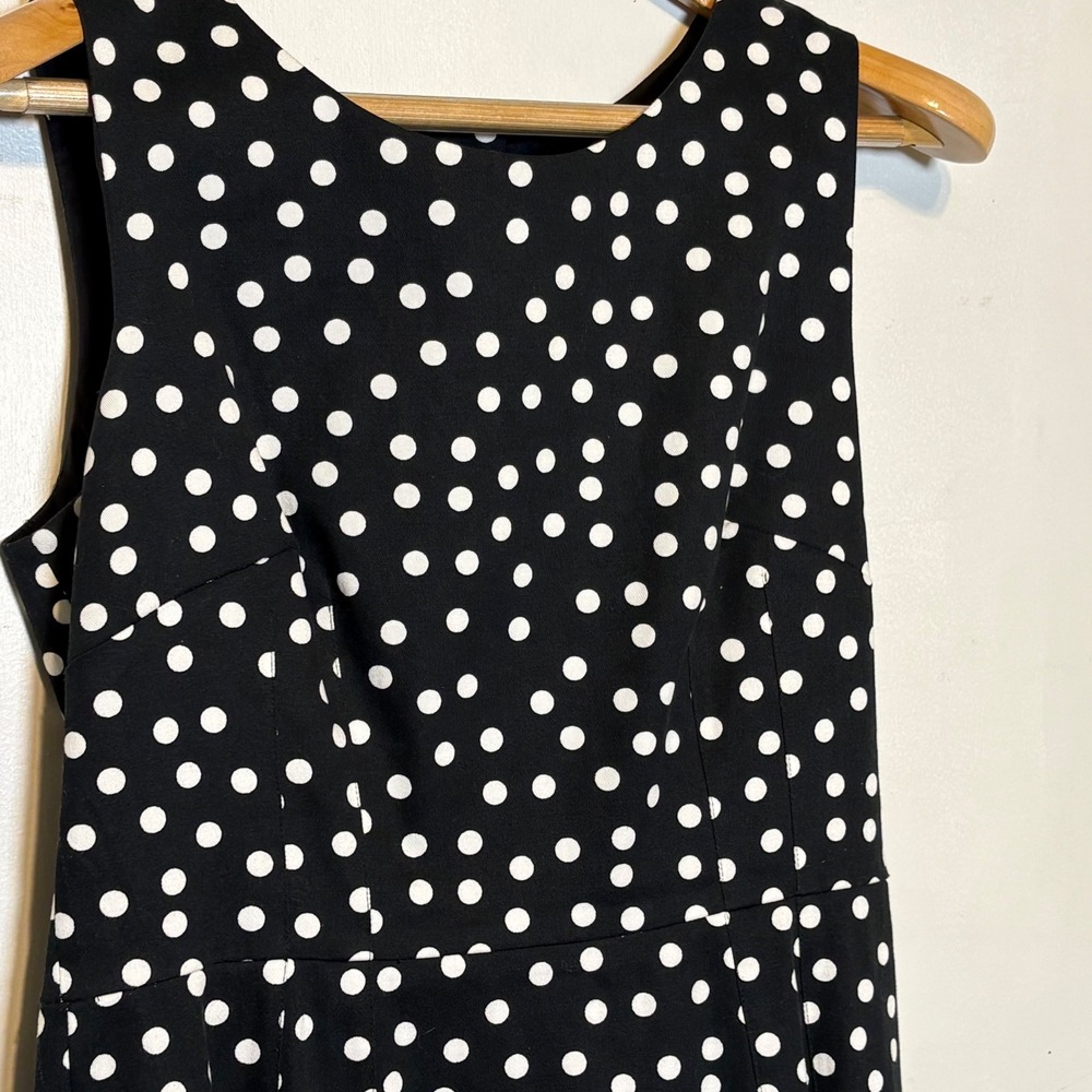 Dolce & Gabbana Polka Dot Sheath Dress Black White Sleeveless Italy Size 44 (8)
